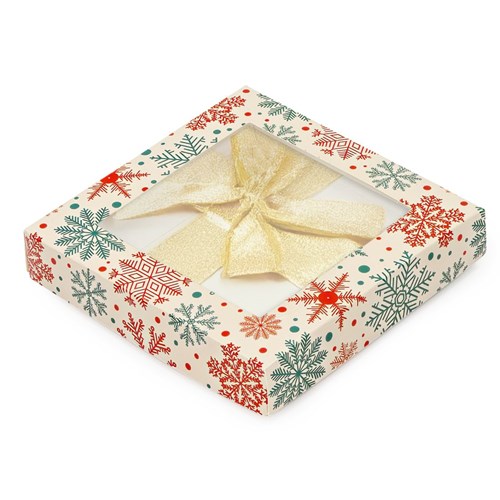 Pudełko świąteczne z oknem śnieżki 150x150x25mm