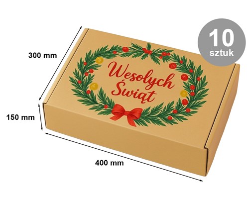 karton świąteczny, pudełko fasonowe, karton Wesołych Świąt, pakiet 10 sztuk, karton prezentowy