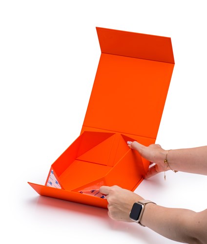 Pudełko Magnetyczne Pomarańczowe Matowe 200x200x90 Ozdobne Prezentowe