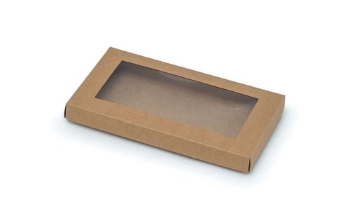 Pudełko ozdobne płaskie kraft 200x120x20mm z oknem