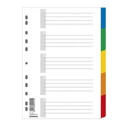 Przekładki do segregatora PP 5+1 mix kolorów