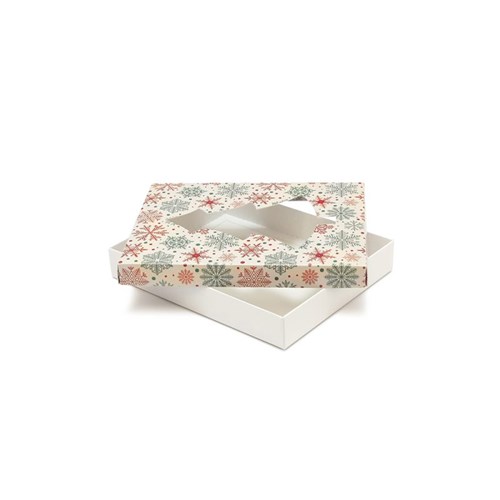 Pudełko ozdobne choinka/śnieżki 195x155x30mm