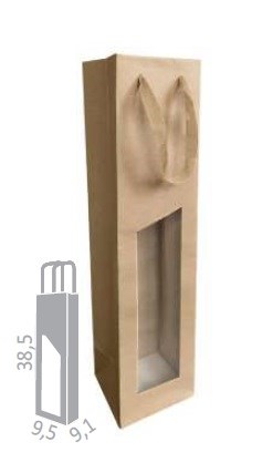 Torba Z OKNEM na butelkę 95x91x385mm KRAFT