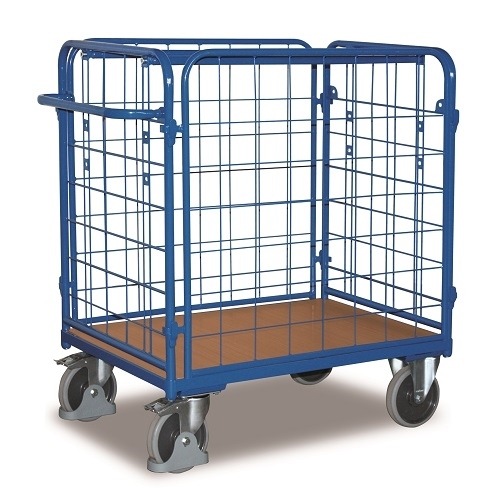 Niebieski wózek transportowy do przewozu paczek o wadze 47,5 kilograma