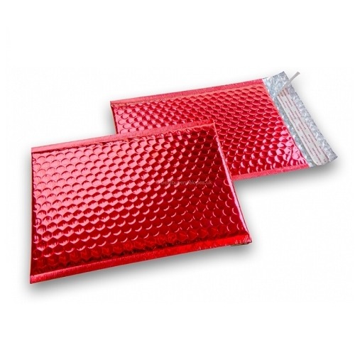 Czerwone koperty bąbelkowe metaliczne