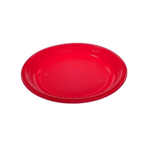 Talerze jednorazowe plastikowe czerwone płaskie 22 cm 12 g 30 szt
