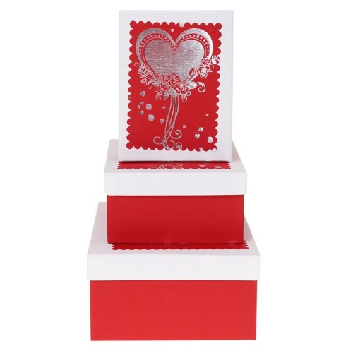 Zestaw pudełek Walentynka czerw. z białym (3)