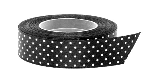 Wstążka Satynowa w Kropki Czarna 25mm / 22m