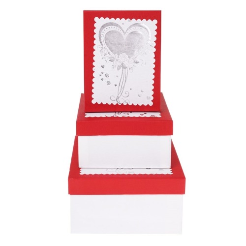 Zestaw pudełek Walentynka biały z czer.(3)