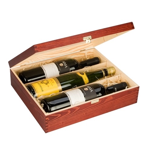 potrójne drewniane pudełko na wino