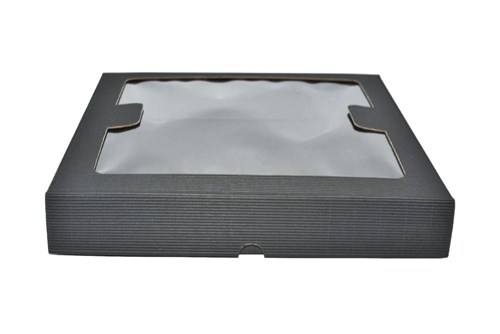 Pudełko ozdobne karbowane czarne 290x300x50mm z oknem