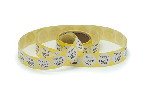 Naklejki okrągłe Białe Fi35mm ILove You 4 - 200szt
