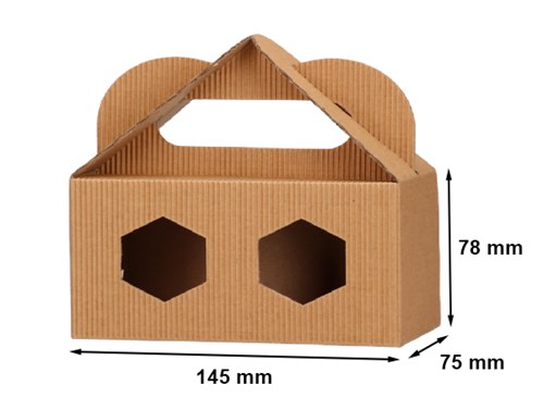 Karton karbowany z okienkiem na 2 słoiki 145x75x78mm