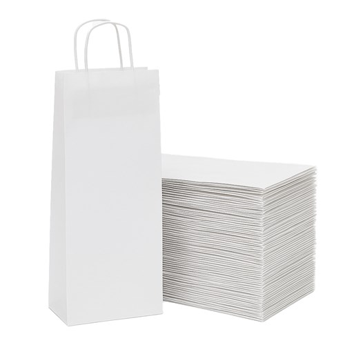 Pakiet - Torba papierowa na butelki 160x80x390 / BIAŁA 10 szt