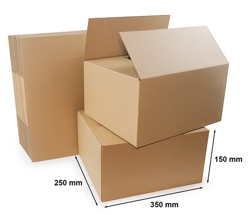 Kartony klapowe 350x250x150 mm – pakiet 10 szt. Fala BC, 580g/m²