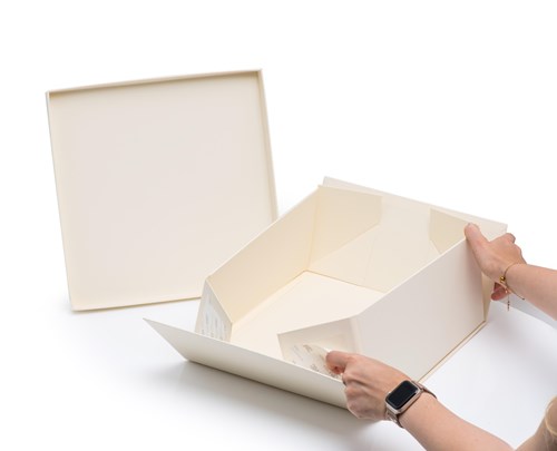 Pudełko Składane z Wieczkiem Kość Słoniowa 300x300x140mm Prezentowe