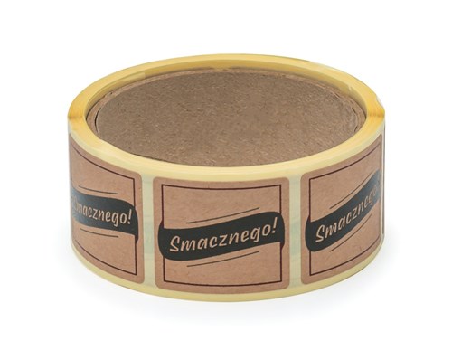 Naklejki na papierze Kraft 35x40mm Smacznego #4, 200 sztuk