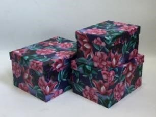 Zestaw pudełek PROSTOKĄT KWIATY PIWONIE (3 szt)
