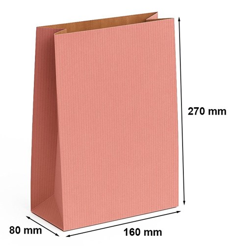 Torebka fałdowa różowa KRAFT PINK 160x270+80mm - 1 szt.