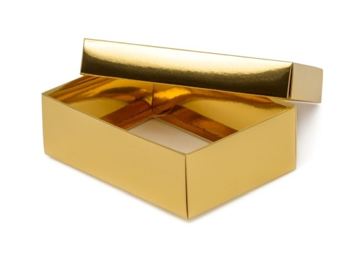 Złote pudełko laminowane z wieczkiem