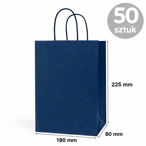 Torba papierowa kraft granatowa 180×80×225 mm 50 sztuk