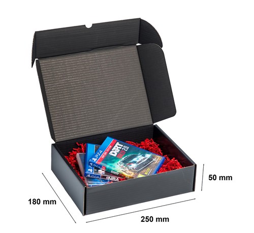 Pudełko ozdobne na prezent czarne 250x180x50mm skrytka A