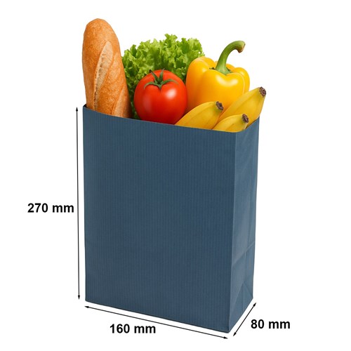 Torebka fałdowa KRAFT BLUE 160x270+80mm