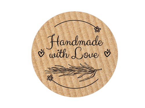 Naklejki okrągłe Kraft Handmade with Love - wzór 4