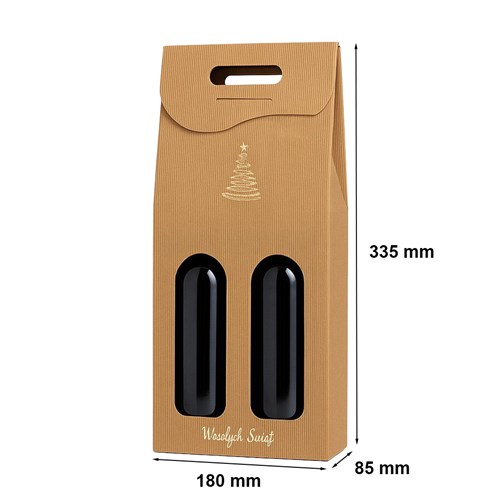Karton Świąteczny karbowany na 2 wina 180x85x335mm