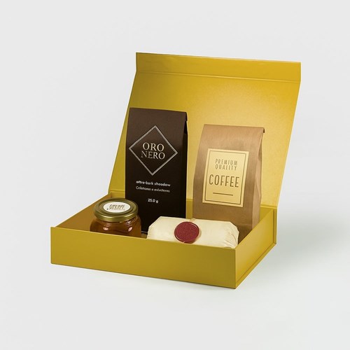 Pudełko Magnetyczne Perłowe Żółte 330x255x70mm (zew) A4 Na Prezent