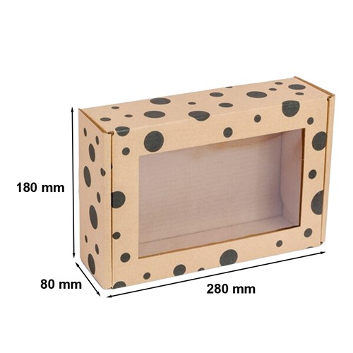 Karton z okienkiem KROPKI 280x180x80 mm