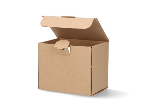 Brązowe pudełko prezentowe z okienkiem na kubek 115x85x95mm 