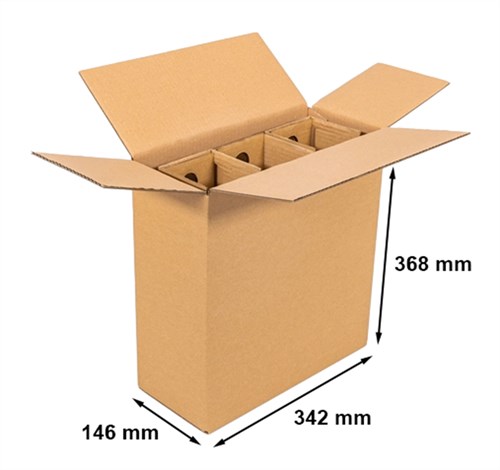 Karton klapowy 342x146x368 mm – pudełko transportowe na 3 butelki
