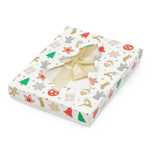 Pudełko ozdobne choinka/prezenty 195x155x30mm