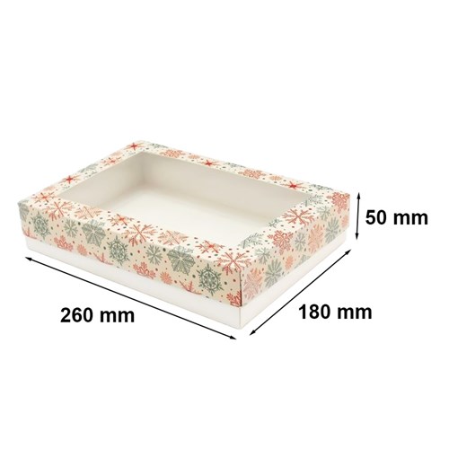 Pudełko ozdobne z oknem śnieżki 260x180x50mm