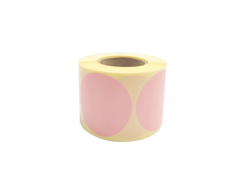 Naklejki etykiety okrągłe Fi35mm, rolka 500szt. Różowe Jasne