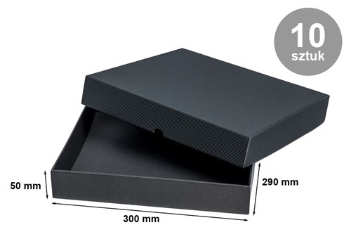 Pudełka karbowane z wieczkiem Czarne 290x300x50mm, 10szt