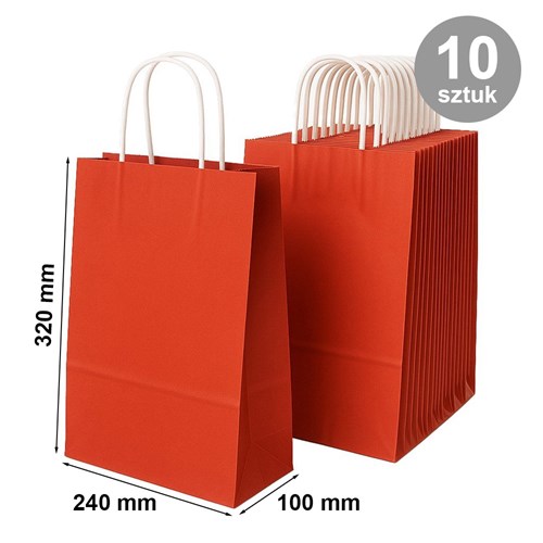 Pakiet - Torba papierowa na prezent 240x100x320 / CZERWONA 10 szt