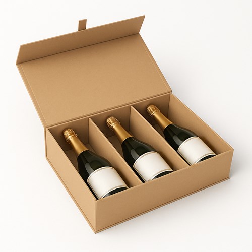 pudełko magnetyczne kraftowe na 2 lub 3 butelki