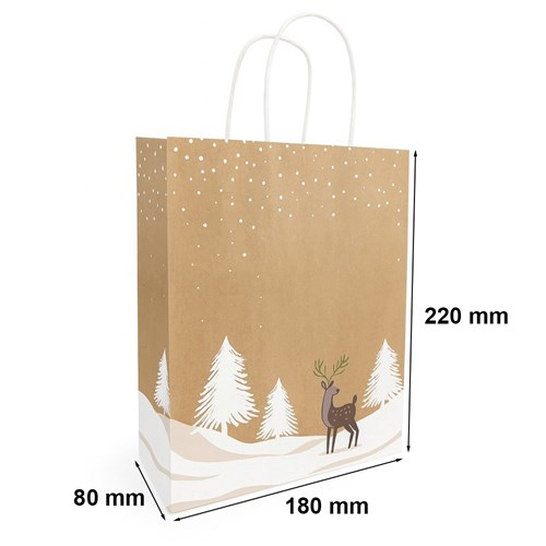  Świąteczna torebka papierowa TINO 180x80x220 mm z uchwytem skręcanym – mała i elegancka