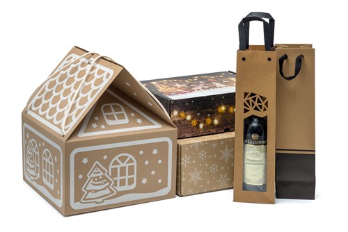 Pudełko świąteczne Domek 300x300x350mm (wym. zewn.) +sznurek