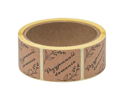 Naklejki Kraft 35x40mm nadruk: Przyjemność dawania, 200szt