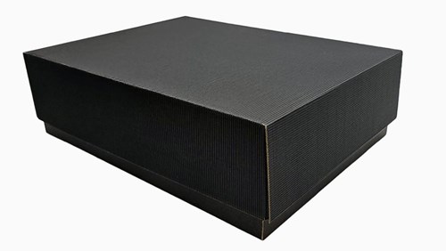 Pudełka karbowane czarne z wieczkiem 400x310x120mm, 10 sztuk