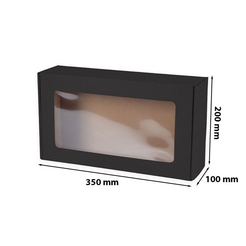 Pudełko ozdobne z oknem czarne 350x200x100mm