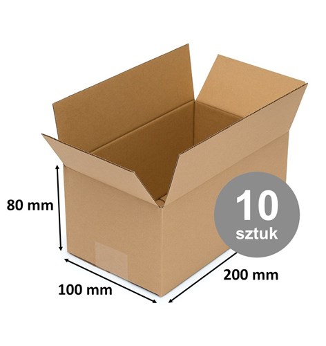 karton klapowy, pudełko tekturowe, karton 200x100x80, karton B320, pakiet 10 sztuk