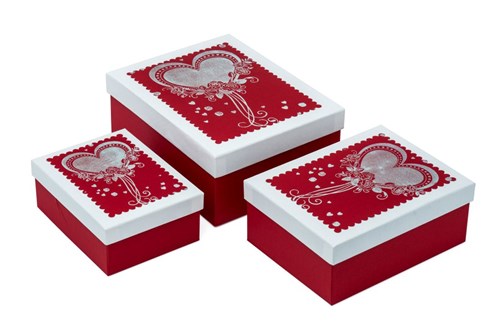 Zestaw pudełek Walentynka czerw. z białym (3)