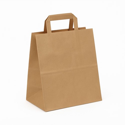 Torba papierowa 260x140x290mm BRĄZOWA uchwyt płaski