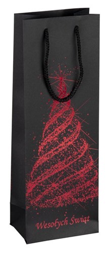 Świąteczna czerwono-czarna torebka na wino
