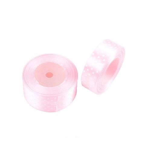 Wstążka satynowa kropki 38mm różowa 22m WSK6037