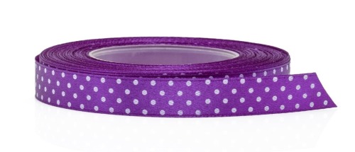 Wstążka Satynowa w Kropki Fioletowa 25mm / 22m